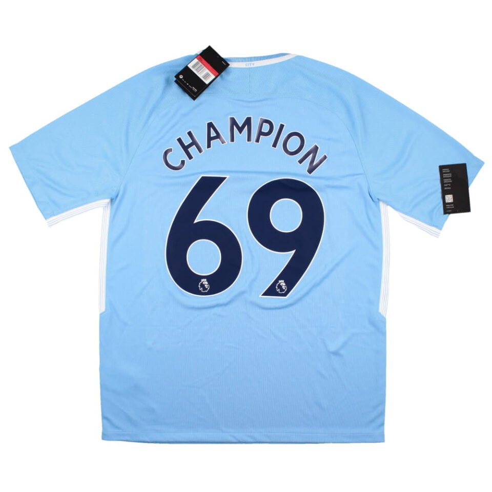 Manchester City 2017-18 Home Shirt Champion #69