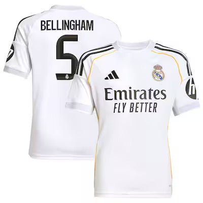 Real Madrid 2025/26 Bellingham 5 Home Player Jersey