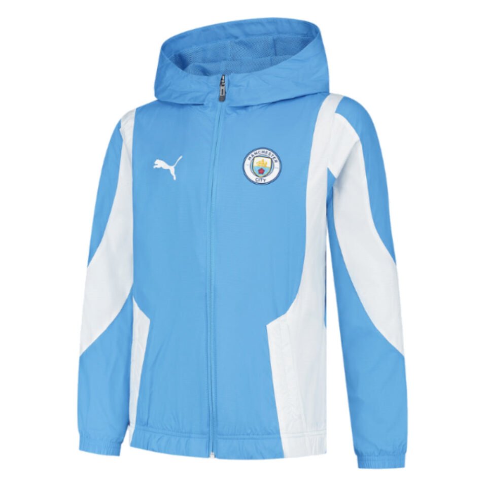 2023-2024 Man City Pre-Match Woven Anthem Jacket – Kids