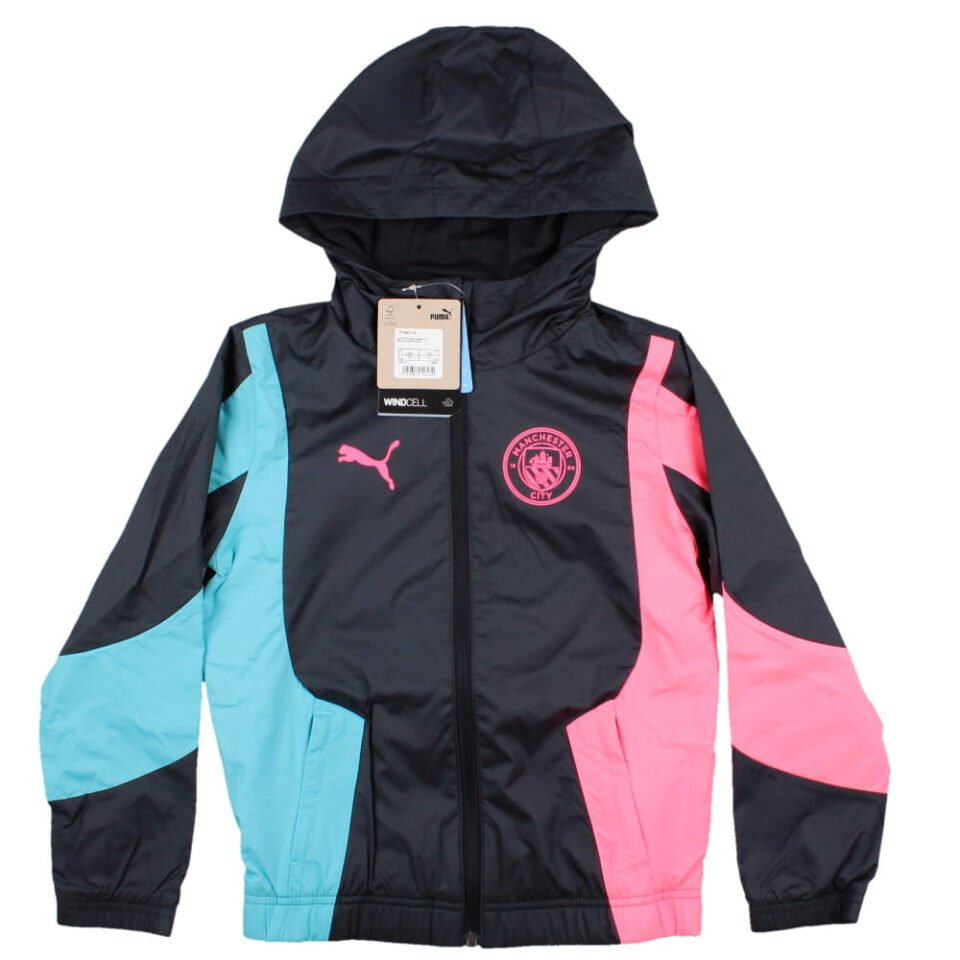 2023-2024 Man City Pre-Match Woven Anthem Jacket – Kids